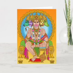 Panchmukhi Hanuman Greeting Card   Hindu Lord Hanu