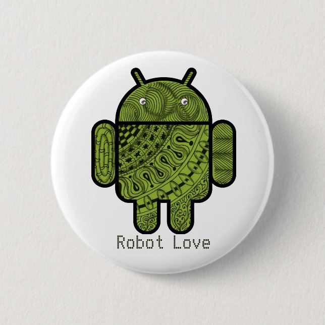 Pancho Doodle Character for the Android™ robot 6 Cm Round Badge (Front)