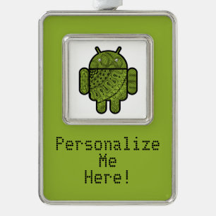 Pancho Doodle Character for the Android™ robot Silver Plated Framed Ornament