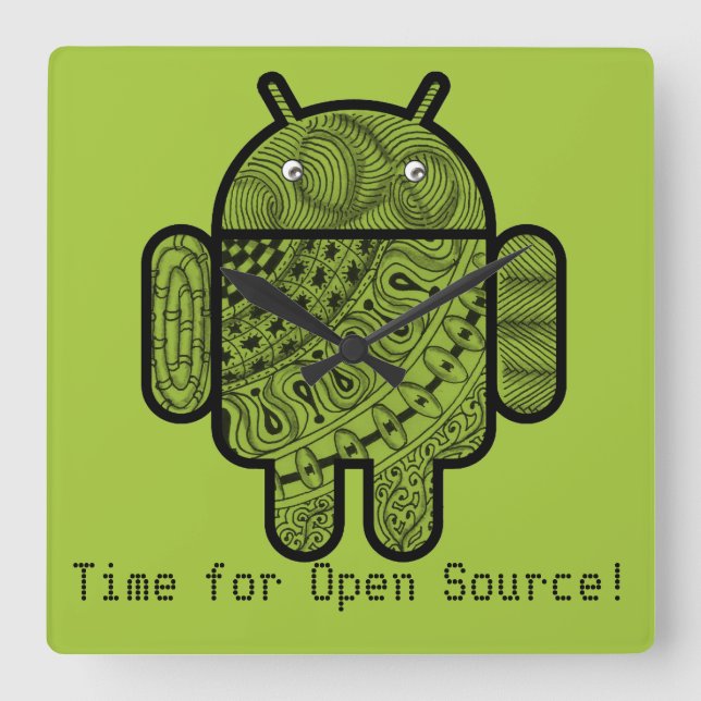 Pancho Doodle Character for the Android™ robot Square Wall Clock (Front)