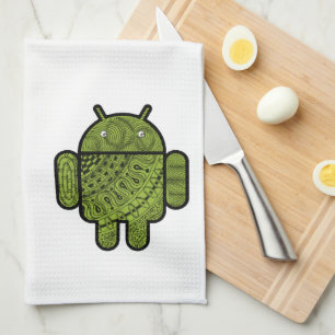 Pancho Doodle Character for the Android™ robot Tea Towel