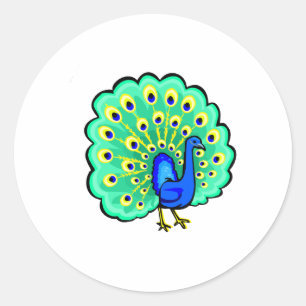Pancho Peacock Classic Round Sticker