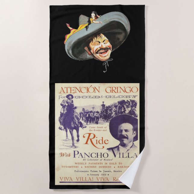 Pancho Villa 🔥 Mexican Hero General Beach Towel (Front)