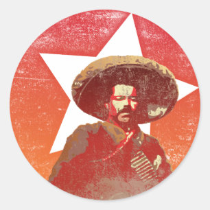 Pancho Villa Vintage Red Star Classic Round Sticker