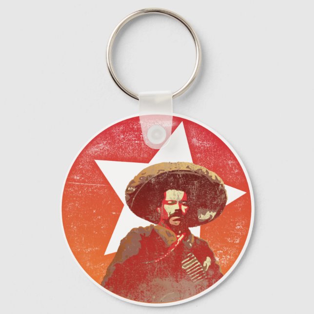 Pancho Villa Vintage Red Star Key Ring (Front)