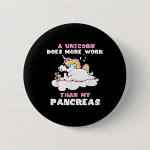 Pancreas Funny Unicorn Type 1 Diabetes Blood 6 Cm Round Badge