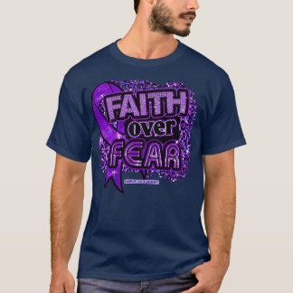 Pancreatic awareness Ribbon Faith Over Fear Leopar T-Shirt