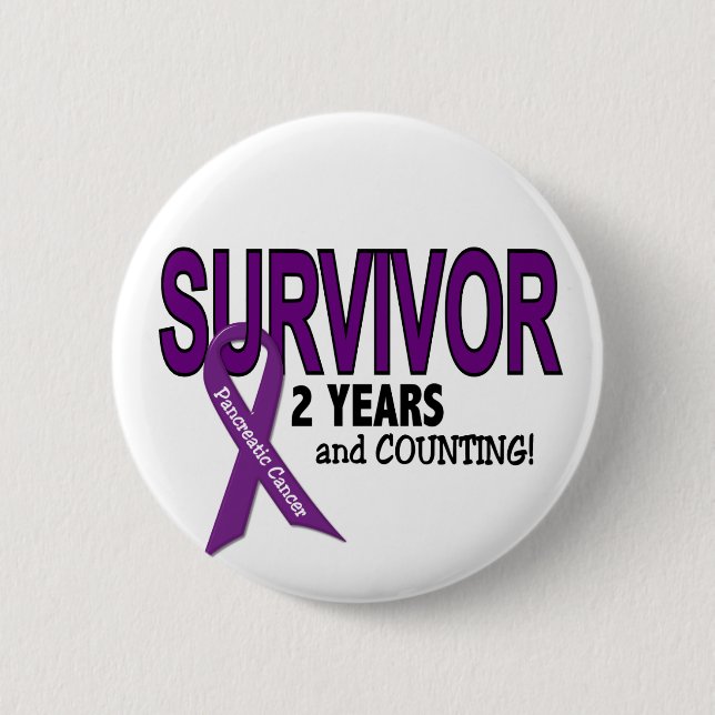 Pancreatic Cancer 2 YEAR SURVIVOR 6 Cm Round Badge (Front)