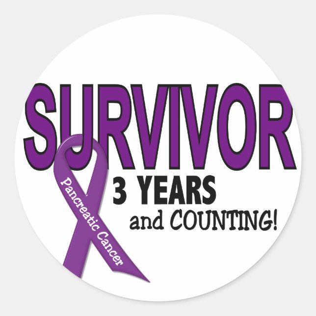 Pancreatic Cancer 3 YEAR SURVIVOR Classic Round Sticker (Front)