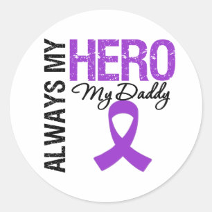 Pancreatic Cancer Always My Hero My Daddy Classic Round Sticker