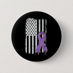 Pancreatic Cancer American Flag - Grunge Awareness 6 Cm Round Badge