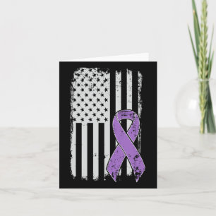 Pancreatic Cancer American Flag - Grunge Awareness Card