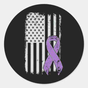 Pancreatic Cancer American Flag - Grunge Awareness Classic Round Sticker