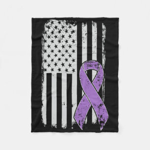 Pancreatic Cancer American Flag - Grunge Awareness Fleece Blanket