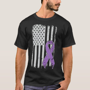 Pancreatic Cancer American Flag - Grunge Awareness T-Shirt