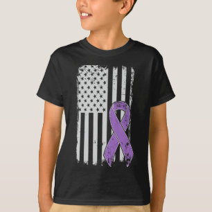 Pancreatic Cancer American Flag - Grunge Awareness T-Shirt