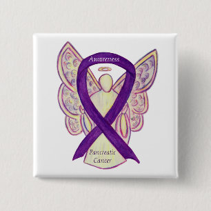 Pancreatic Cancer Angel Awareness Ribbon Art Pins