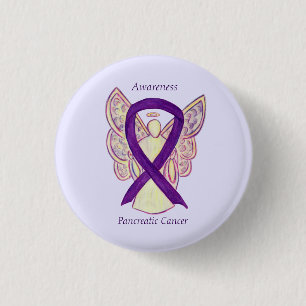 Pancreatic Cancer Angel Awareness Ribbon Art Pins