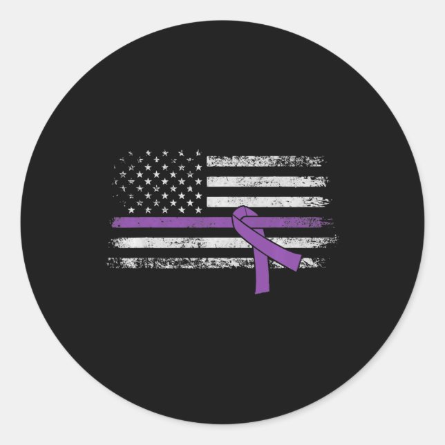 Pancreatic Cancer Awareness American Flag   Classic Round Sticker (Front)