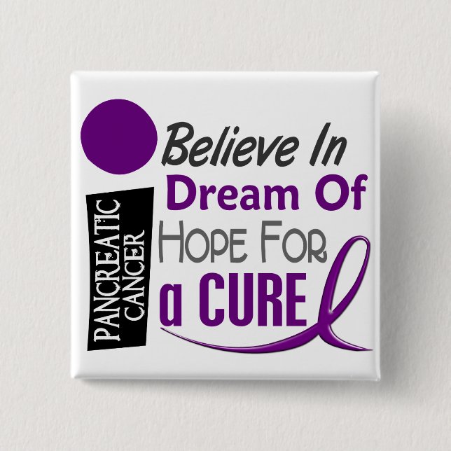 Pancreatic Cancer Awareness BELIEVE DREAM HOPE 15 Cm Square Badge (Front)