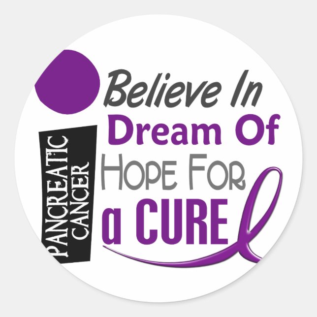 Pancreatic Cancer Awareness BELIEVE DREAM HOPE Classic Round Sticker (Front)
