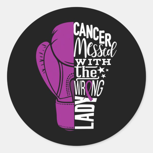 Pancreatic Cancer Awareness  Boxing Glove Tee Classic Round Sticker (Front)