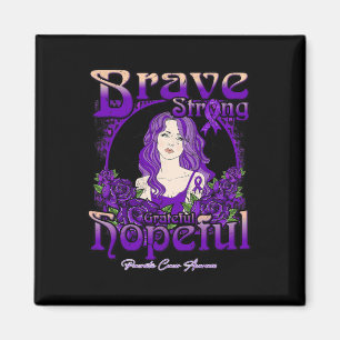 Pancreatic Cancer Awareness Brave Strong Grateful  Magnet