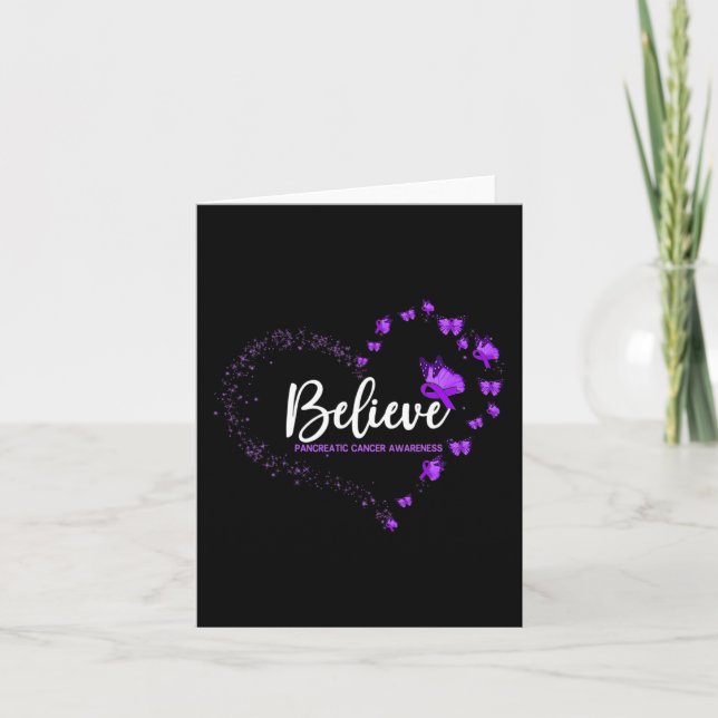 Pancreatic Cancer Awareness Butterfly Believe  Card (Front)