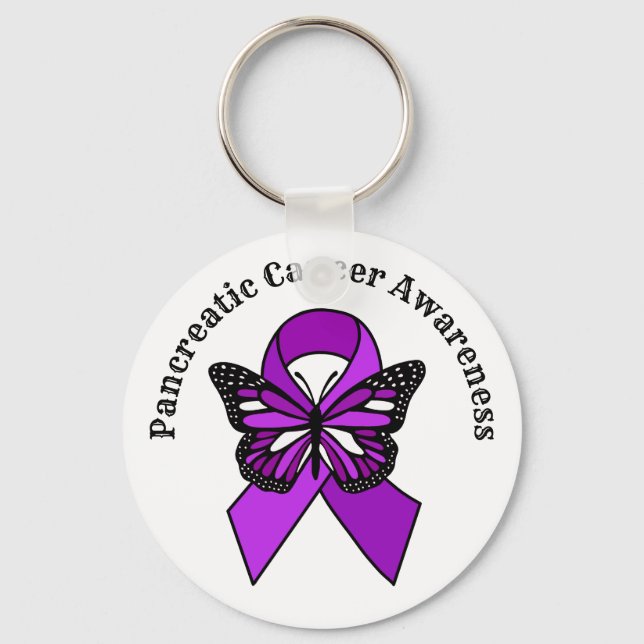 Pancreatic Cancer Awareness | Butterfly Key Ring (Front)