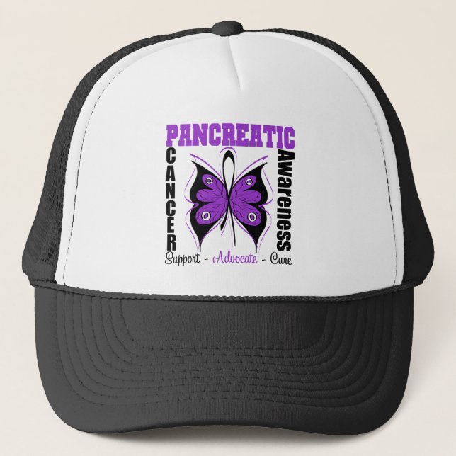 Pancreatic Cancer Awareness Butterfly Trucker Hat (Front)