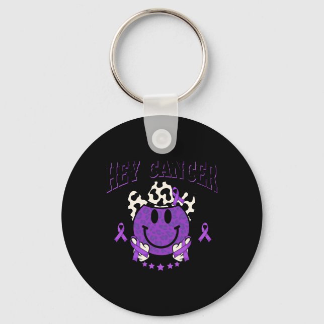 Pancreatic Cancer Awareness Cowboy Hat Leopard Smi Key Ring (Front)