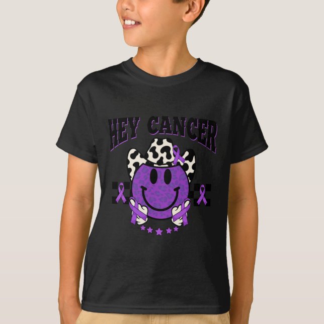 Pancreatic Cancer Awareness Cowboy Hat Leopard Smi T-Shirt (Front)