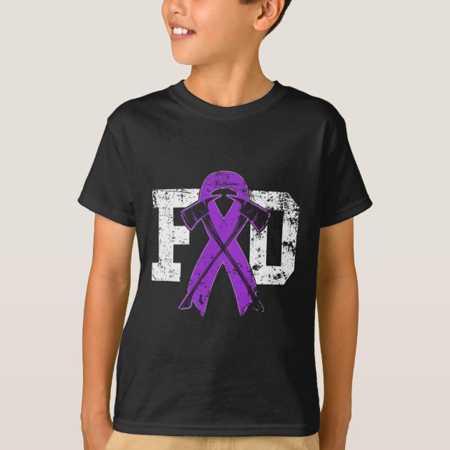Pancreatic Cancer Awareness - Firefighter Purple R T-Shirt (Front)