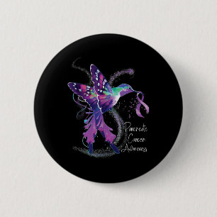 Pancreatic Cancer Awareness Hummingbird Purple 6 Cm Round Badge