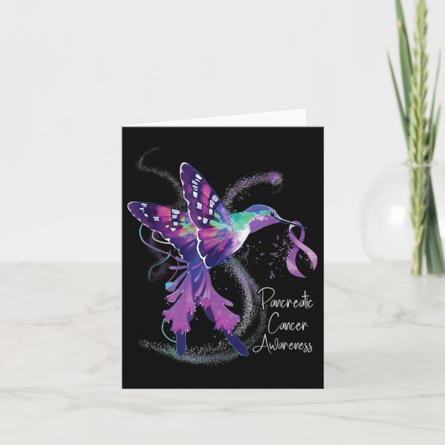 Pancreatic Cancer Awareness Hummingbird Purple Card (Front)
