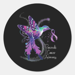 Pancreatic Cancer Awareness Hummingbird Purple Classic Round Sticker