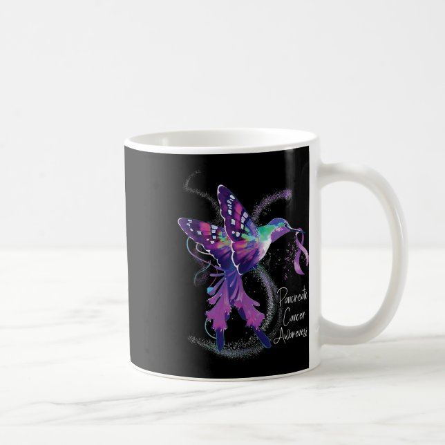 Pancreatic Cancer Awareness Hummingbird Purple Coffee Mug (Right)