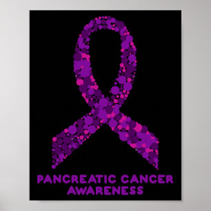 Pancreatic Cancer Awareness I Wear Purple Ribbon Poster