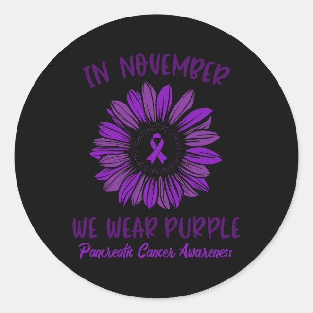 Pancreatic Cancer Awareness  In November We Wear P Classic Round Sticker (Front)