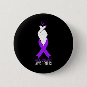 Pancreatic Cancer Awareness Kpop Finger Heart  6 Cm Round Badge