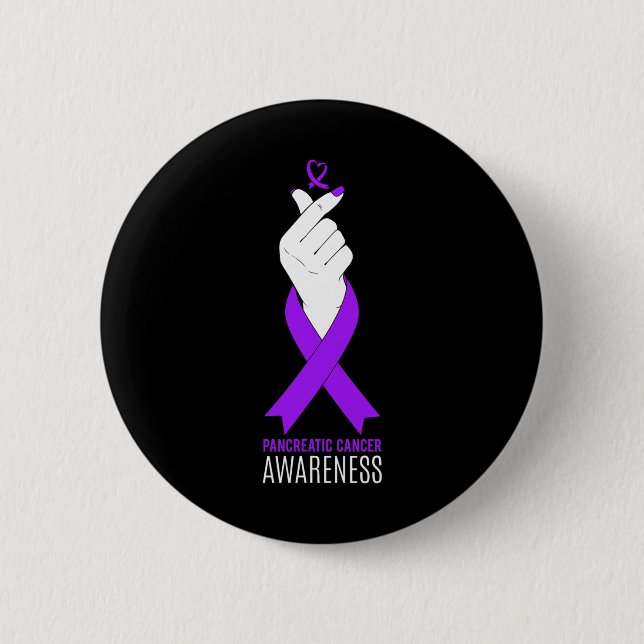 Pancreatic Cancer Awareness Kpop Finger Heart  6 Cm Round Badge (Front)