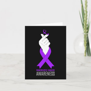 Pancreatic Cancer Awareness Kpop Finger Heart  Card