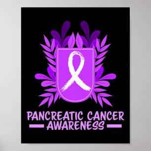 Pancreatic Cancer Awareness Month Purple Ribbon Fl Poster