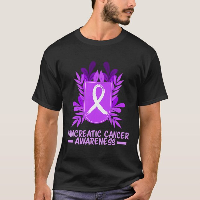 Pancreatic Cancer Awareness Month Purple Ribbon Fl T-Shirt (Front)