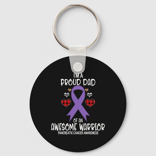 Pancreatic Cancer Awareness Month Purple Ribbon No Key Ring (Front)