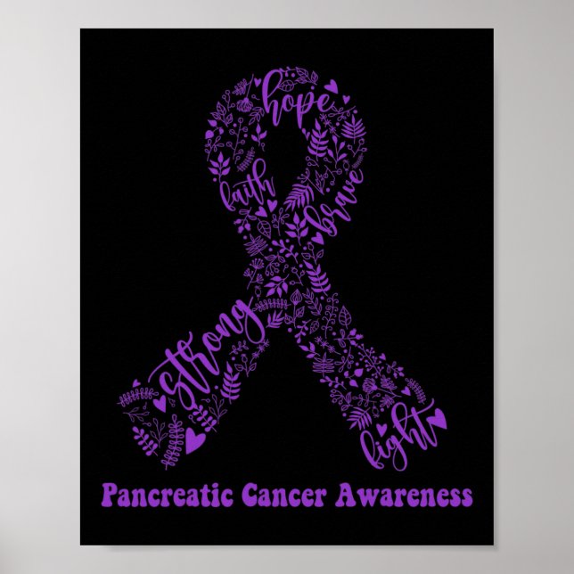 Pancreatic Cancer Awareness Month Purple Ribbon  Poster (Front)