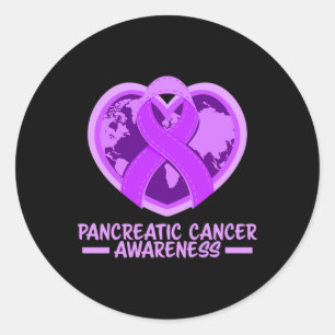 Pancreatic Cancer Awareness Month Purple Ribbon Wo Classic Round Sticker