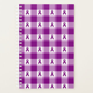 Pancreatic Cancer Awareness Plaid Planner, Purple Planner