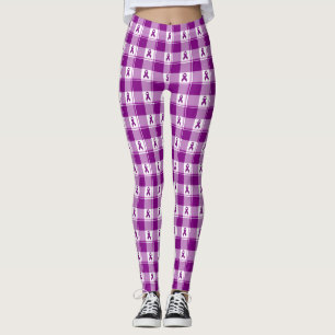 Pancreatic Cancer Awareness Plaid Purple Ribbon Leggings