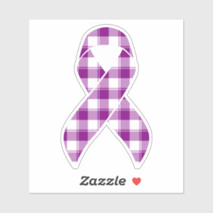 Pancreatic Cancer Awareness Plaid Ribbon Purple